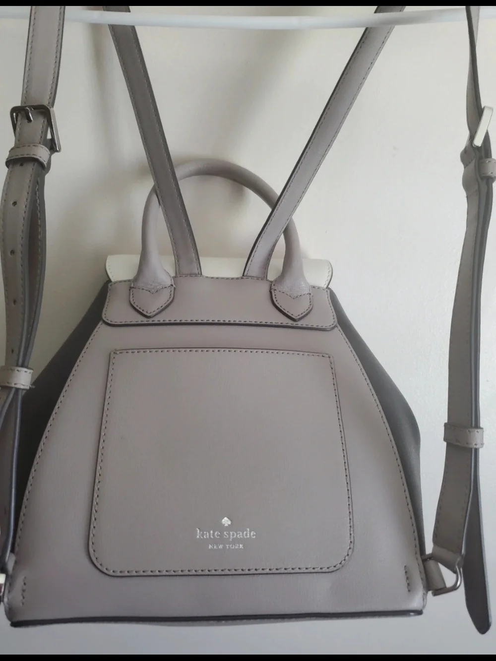 White and Gray Colorblock Women’s Backpack Purse
